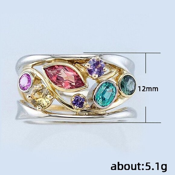💎Colorful Stones Zircon Stackable Wave Fashion Rings for Women, PD452 - Picture 4 of 5